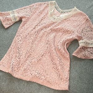 Coquette Lace Pink Top Small Barbiecore Office Girly Fairy Romantic Lace